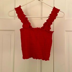 Red Hollister Ruffled Crop Top